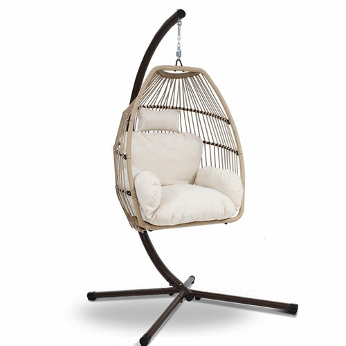 Gardeon Outdoor Furniture Egg Hanging Swing Chair Stand Wicker Rattan